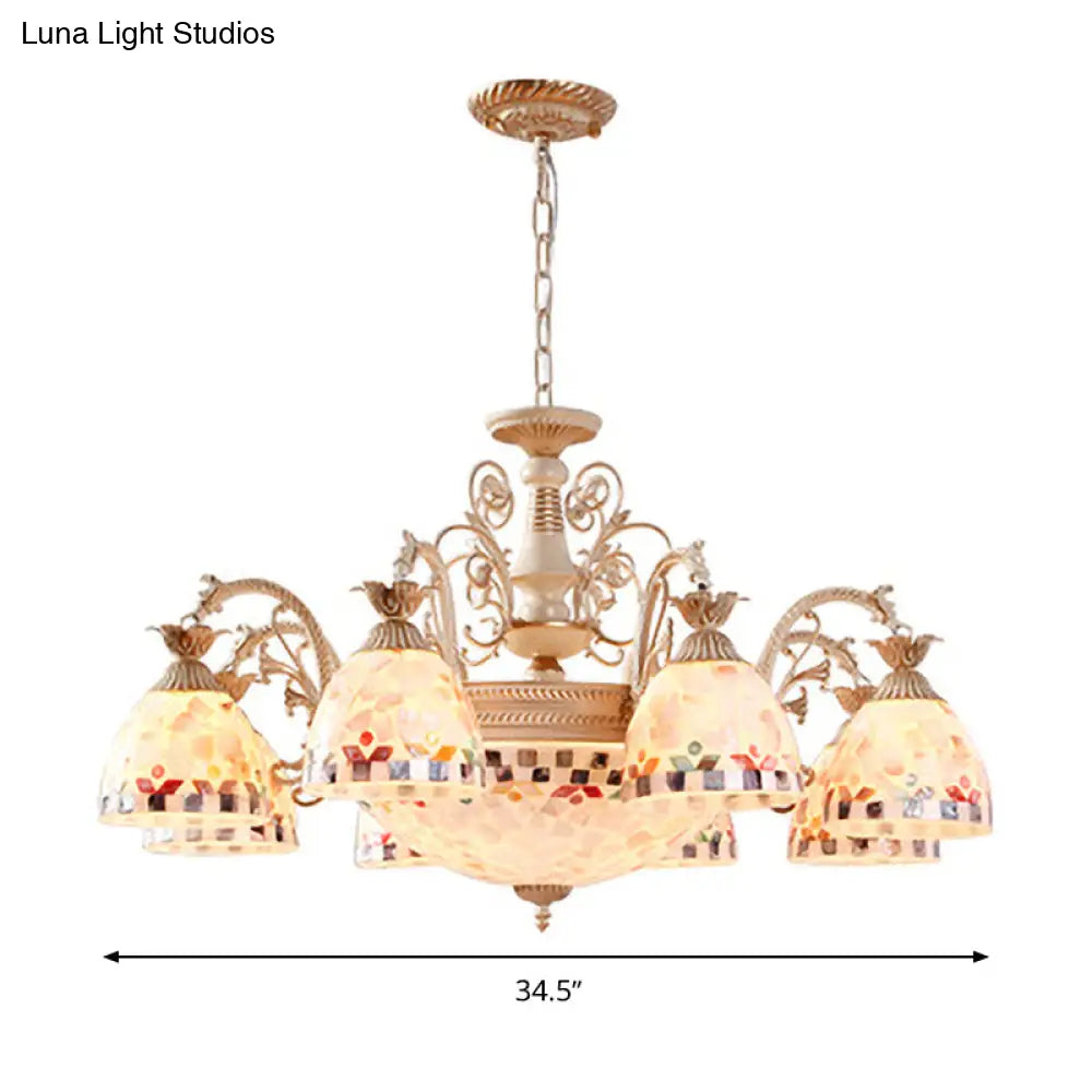 Baroque White Chandelier With Suspended Shells - 5/9/11 Lights