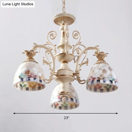 Baroque White Chandelier With Suspended Shells - 5/9/11 Lights