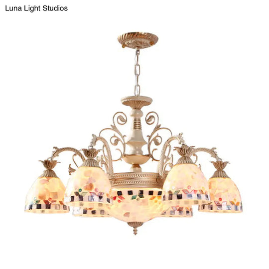 Baroque White Chandelier With Suspended Shells - 5/9/11 Lights