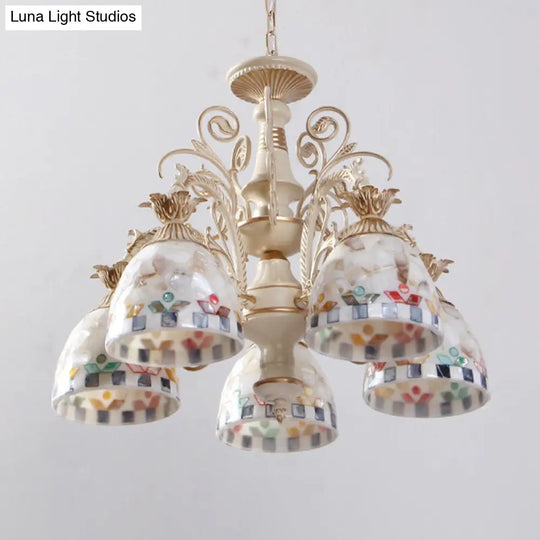 Baroque Shell Chandelier With White Domed Design And Multiple Light Options