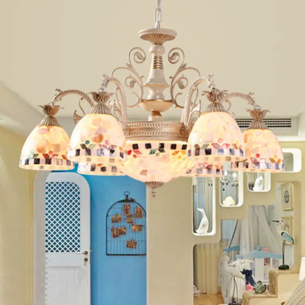 Baroque White Chandelier With Suspended Shells - 5/9/11 Lights 9 /