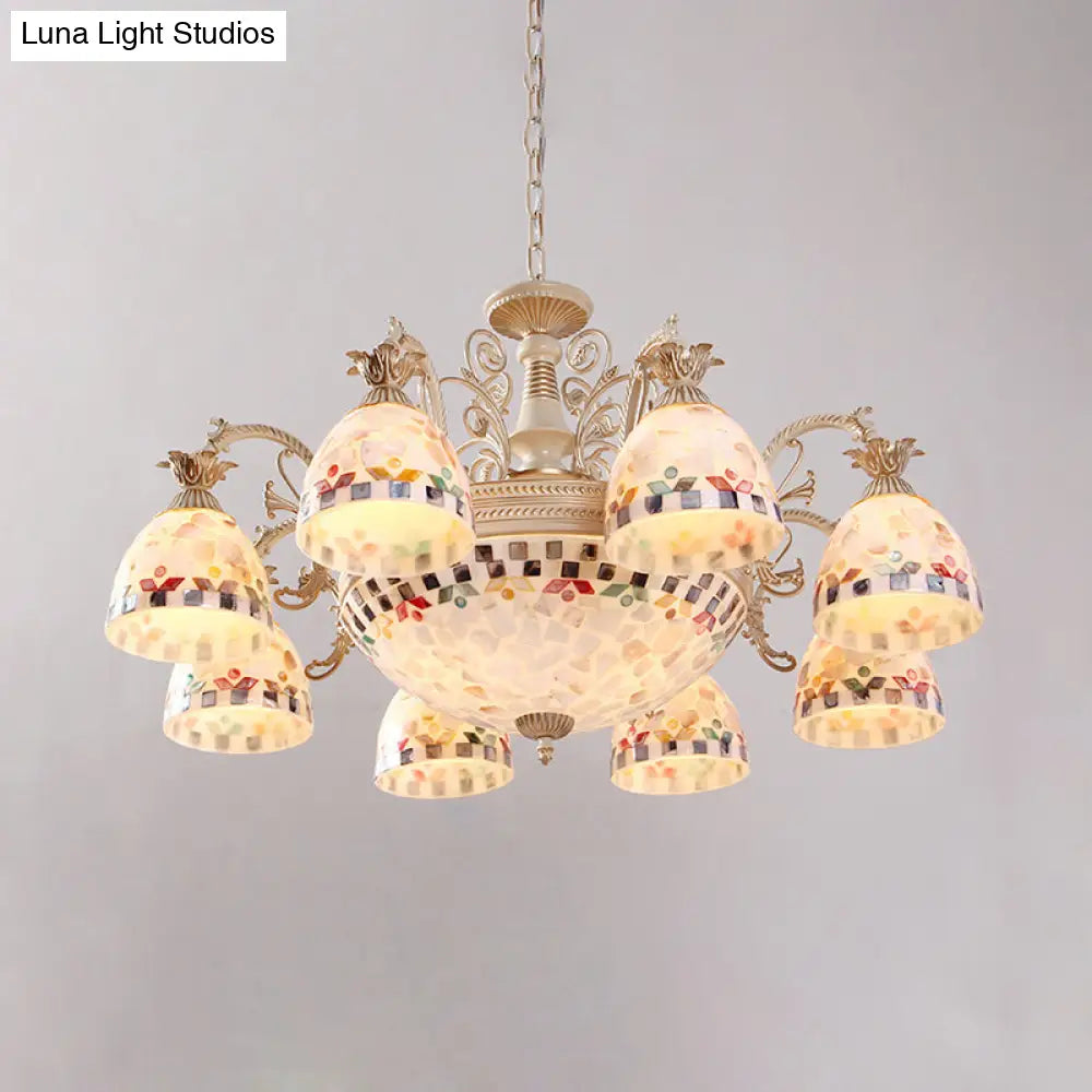 Baroque White Chandelier With Suspended Shells - 5/9/11 Lights