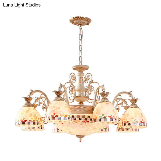 Baroque Shell Chandelier With White Domed Design And Multiple Light Options