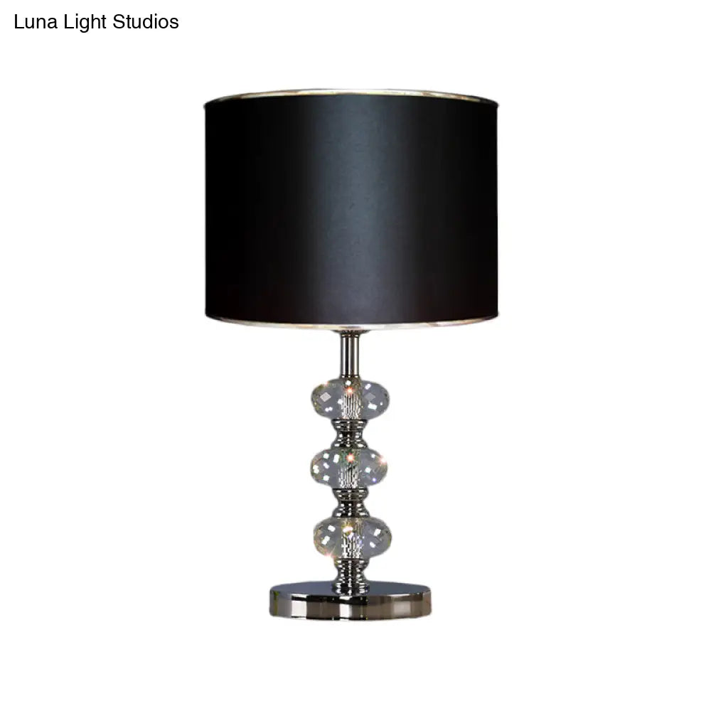 Barrel Nightstand Lighting - 1-Light Reading Lamp In Black/Silver/Gold Traditional Design With