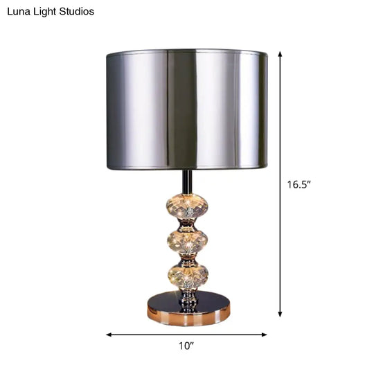 Barrel Nightstand Lighting - 1-Light Reading Lamp In Black/Silver/Gold Traditional Design With