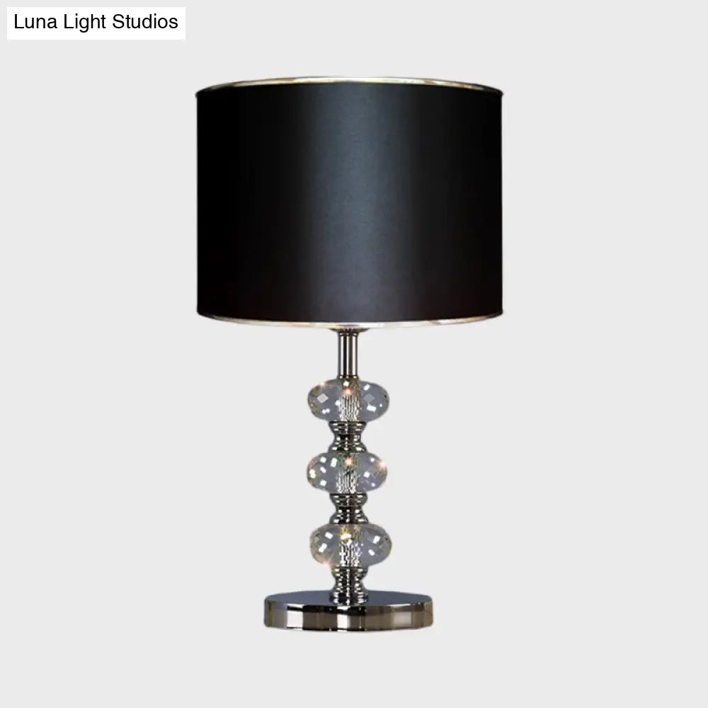 Barrel Nightstand Lighting - 1-Light Reading Lamp In Black/Silver/Gold Traditional Design With