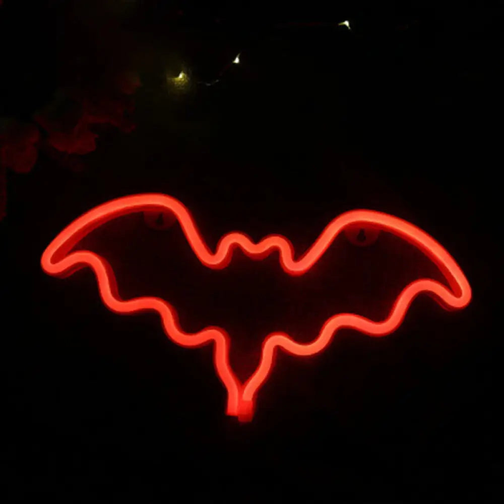 Bat-Shaped Led Wall Night Lamp For Kids Bedroom - Plastic Lighting In Minimalist Design White / Pink