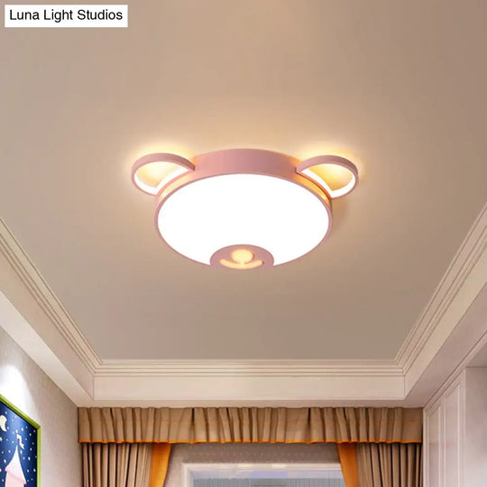 Bear Acrylic Ceiling Lamp: Cartoon Pink/Blue Led Flush Mount Light Fixture (16.5’/20.5’ Width)