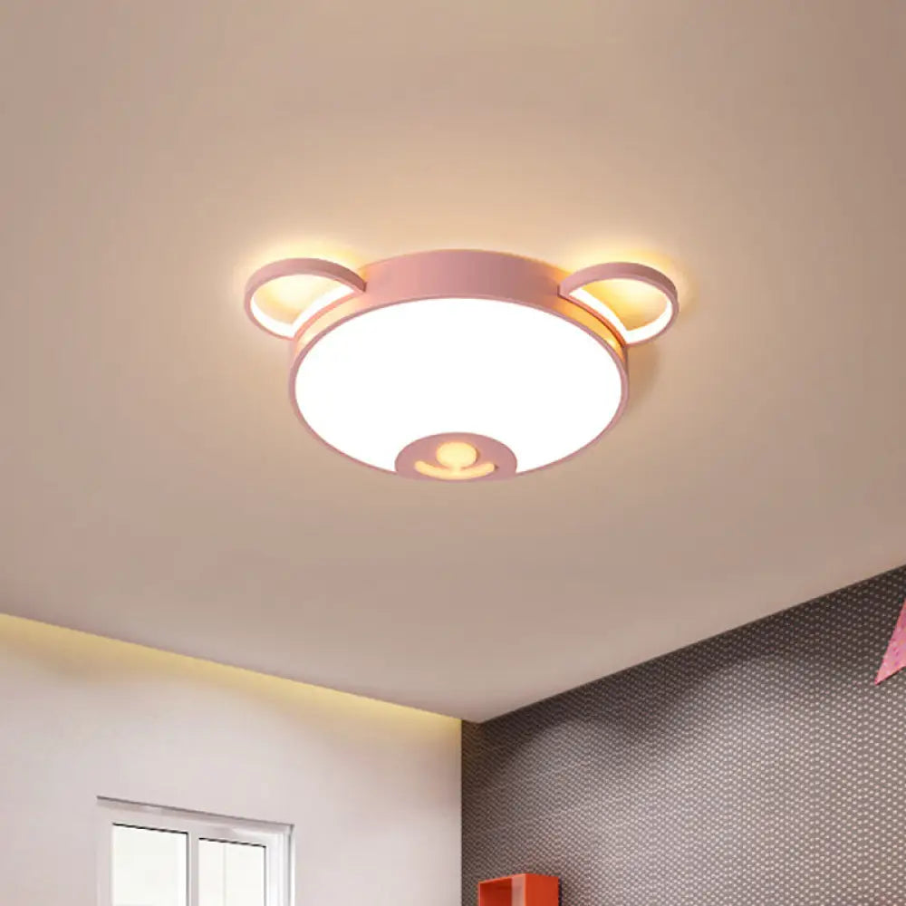 Bear Acrylic Ceiling Lamp: Cartoon Pink/Blue Led Flush Mount Light Fixture (16.5’/20.5’ Width)