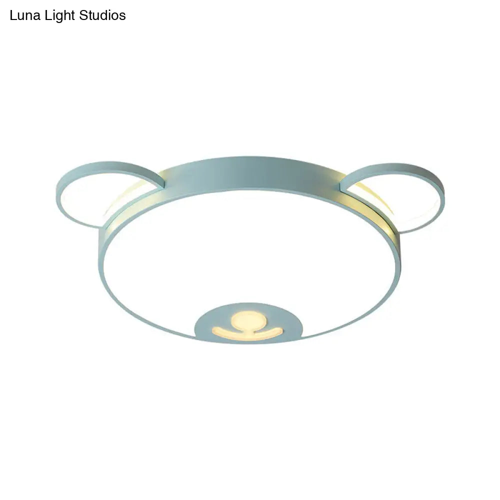 Bear Acrylic Ceiling Lamp: Cartoon Pink/Blue Led Flush Mount Light Fixture (16.5’/20.5’ Width)