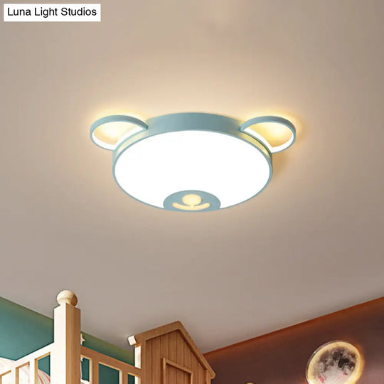 Bear Acrylic Ceiling Lamp: Cartoon Pink/Blue Led Flush Mount Light Fixture (16.5’/20.5’ Width)