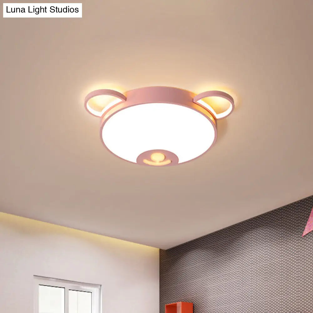 Bear Acrylic Ceiling Lamp: Cartoon Pink/Blue Led Flush Mount Light Fixture (16.5/20.5 Width) -