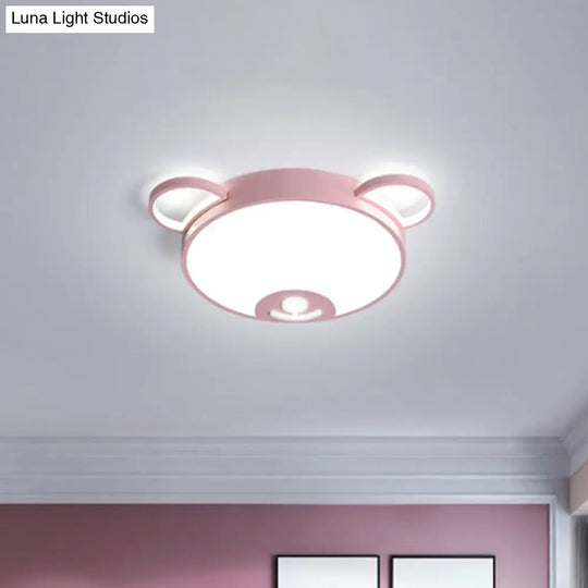 Bear Acrylic Ceiling Lamp: Cartoon Pink/Blue Led Flush Mount Light Fixture (16.5/20.5 Width) -