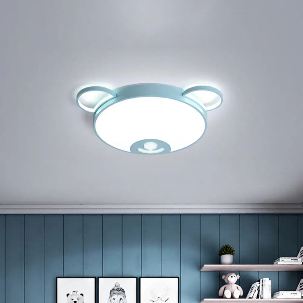 Bear Acrylic Ceiling Lamp: Cartoon Pink/Blue Led Flush Mount Light Fixture (16.5’/20.5’ Width)