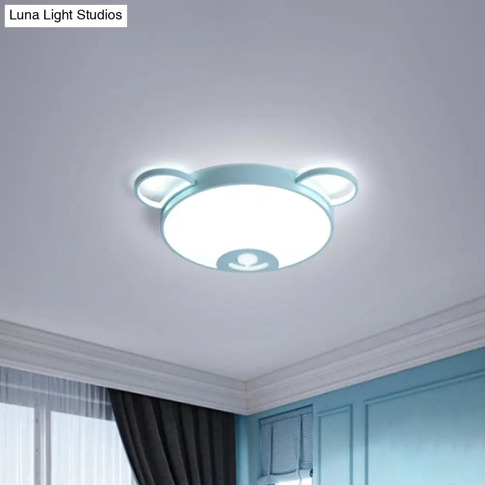 Bear Acrylic Ceiling Lamp: Cartoon Pink/Blue Led Flush Mount Light Fixture (16.5’/20.5’ Width)