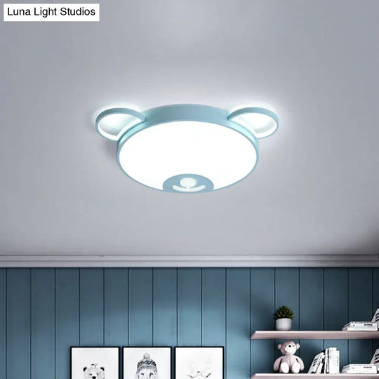 Bear Acrylic Ceiling Lamp: Cartoon Pink/Blue Led Flush Mount Light Fixture (16.5/20.5 Width) -