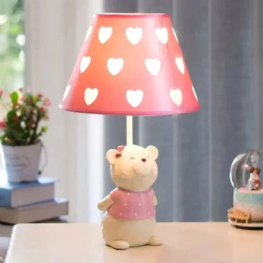 Bear Cartoon Fabric Desk Lamp Adjustable Bedside Reading Light Pink / G