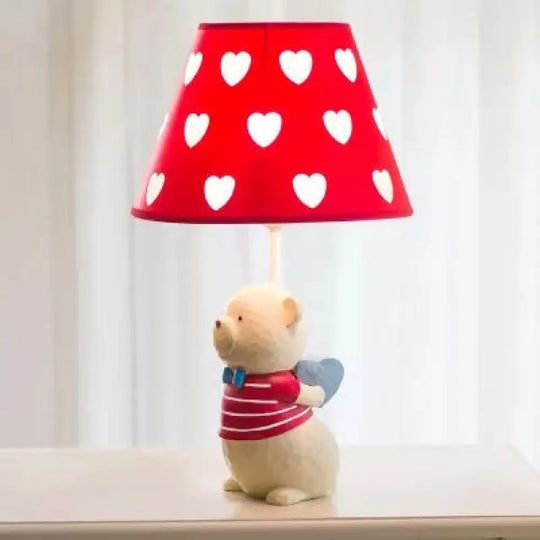 Bear Cartoon Fabric Desk Lamp Adjustable Bedside Reading Light Red / E