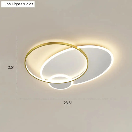 Bedroom Brilliance In A Stack: Minimalistic Led Metal Flush Mount Ceiling Ligh White-Gold / 23.5