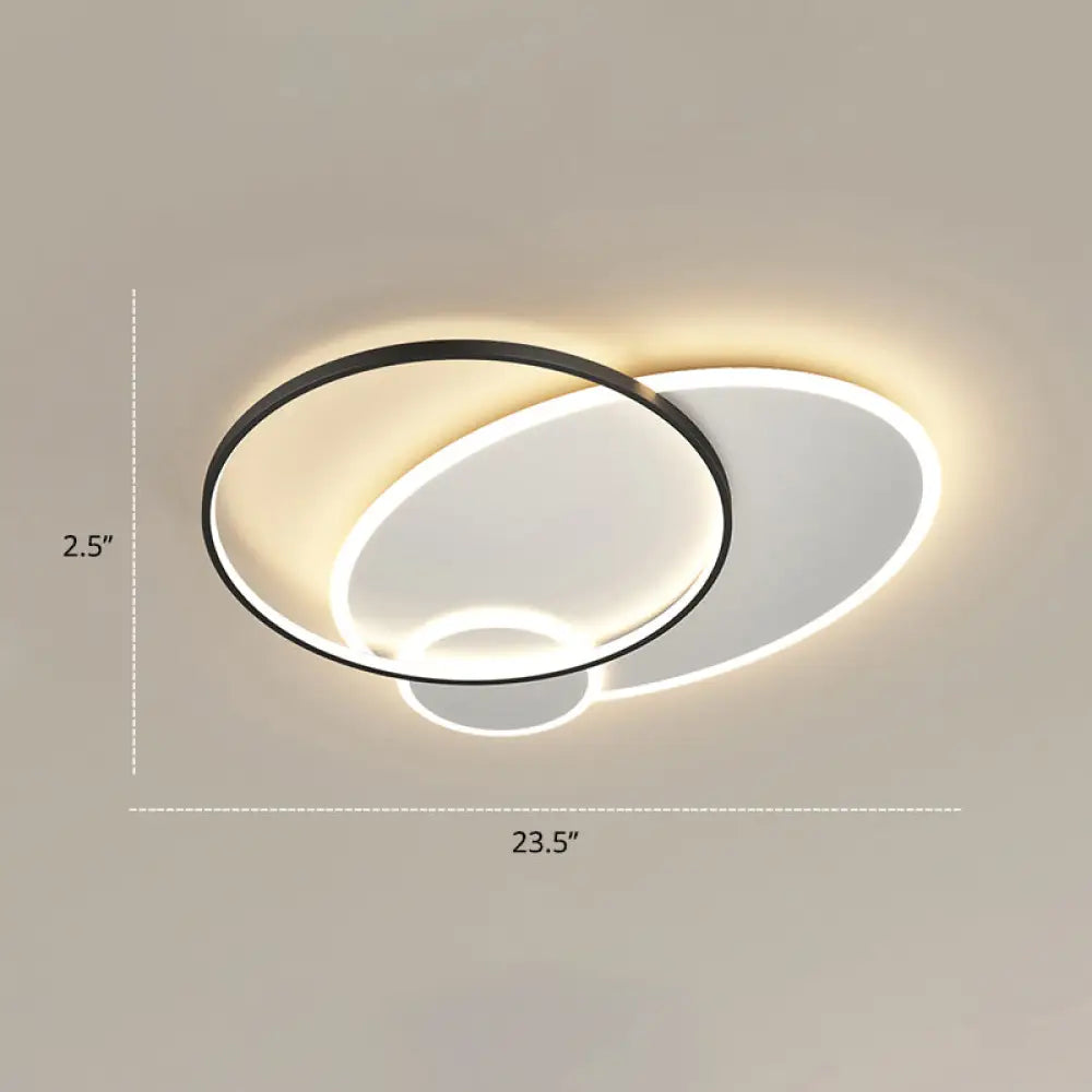 Bedroom Brilliance In A Stack: Minimalistic Led Metal Flush Mount Ceiling Ligh Black-White /