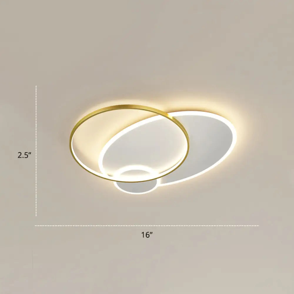 Bedroom Brilliance In A Stack: Minimalistic Led Metal Flush Mount Ceiling Ligh White-Gold / 16’