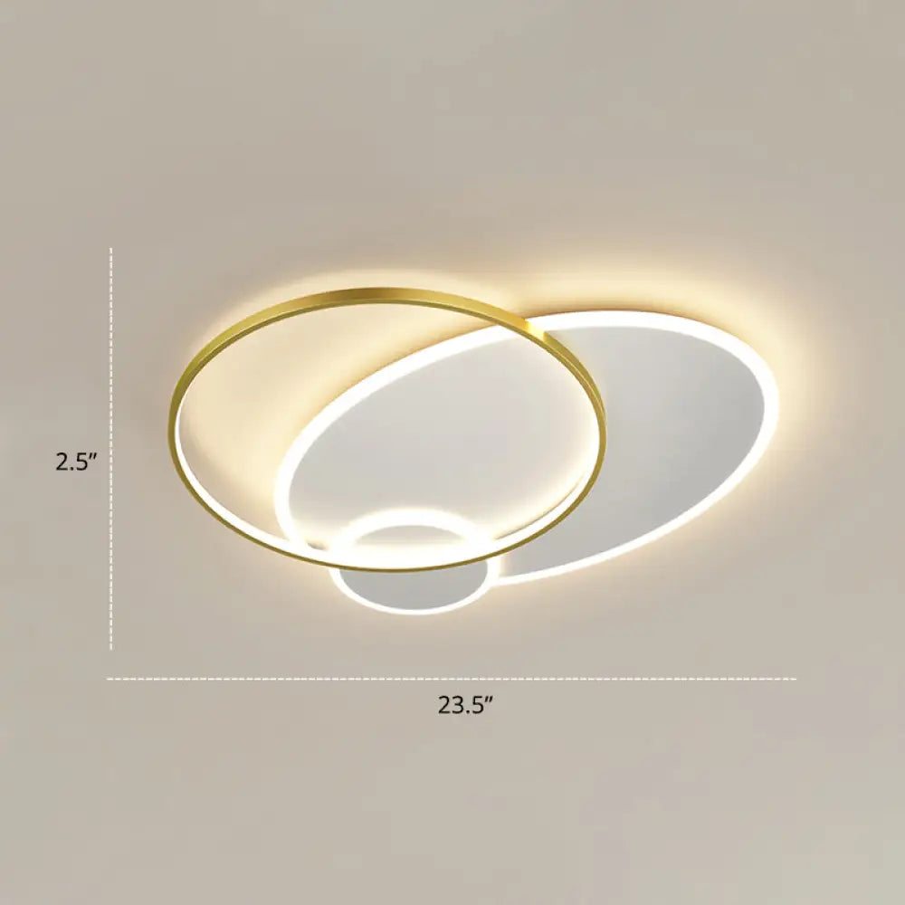 Bedroom Brilliance In A Stack: Minimalistic Led Metal Flush Mount Ceiling Ligh White-Gold / 23.5’