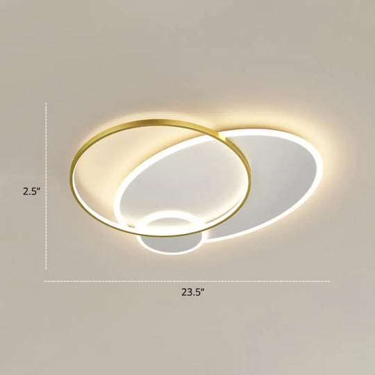 Bedroom Brilliance In A Stack: Minimalistic Led Metal Flush Mount Ceiling Ligh White-Gold / 23.5’