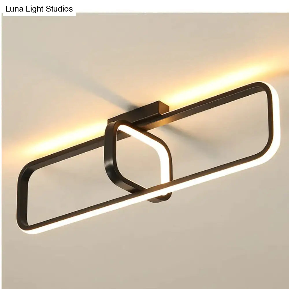 Bedroom Lamp Modern Simple Creative Warm Home Study Living Room Led Ceiling Black / L 48Cm Light