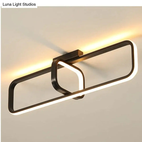 Bedroom Lamp Modern Simple Creative Warm Home Study Living Room Led Ceiling Black / L 48Cm Light