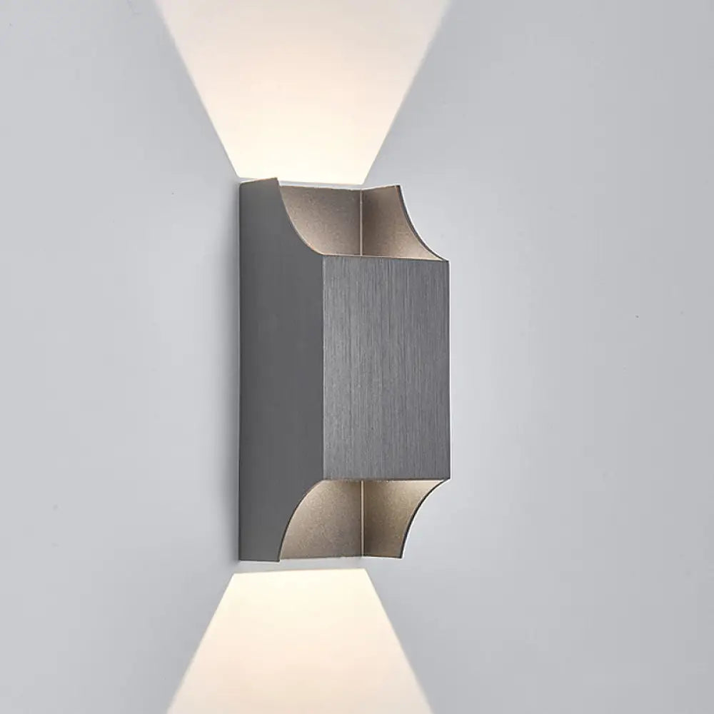 Bedroom Up And Down Led Wall Sconce - 1 Light With Geometric Metal Shade Black/Grey/White Grey