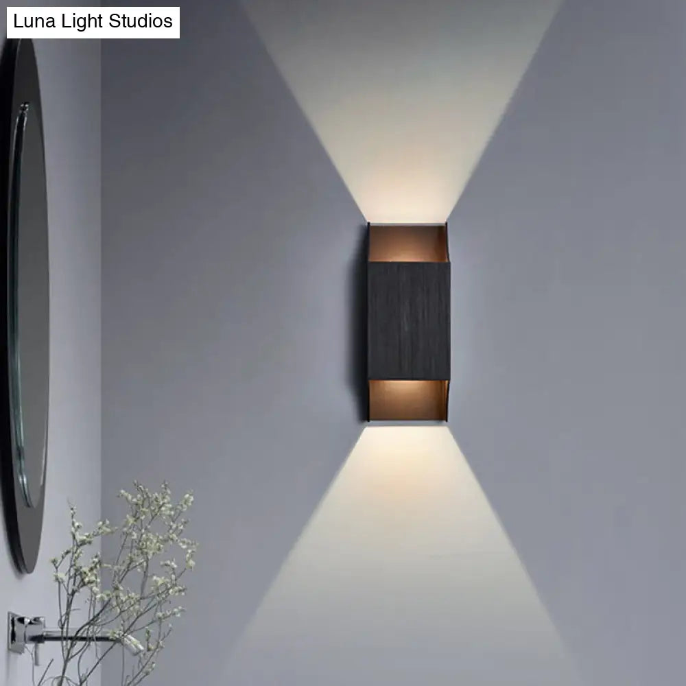 Bedroom Up And Down Led Wall Sconce - 1 Light With Geometric Metal Shade Black/Grey/White