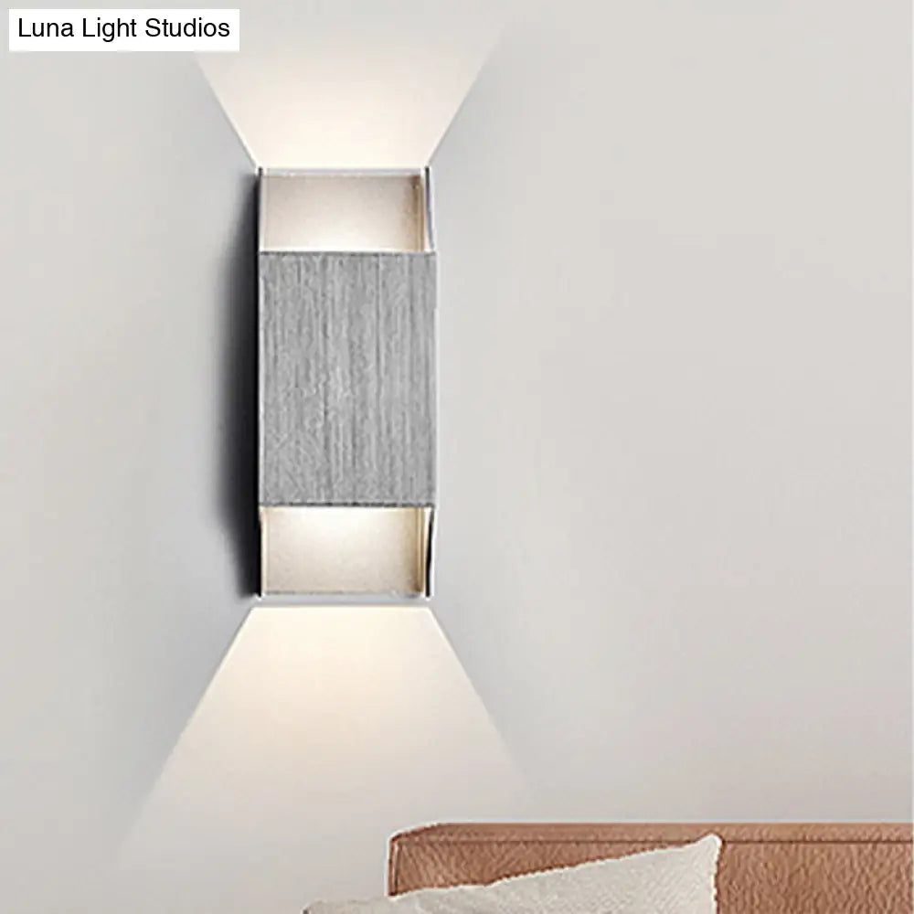 Bedroom Up And Down Led Wall Sconce - 1 Light With Geometric Metal Shade Black/Grey/White