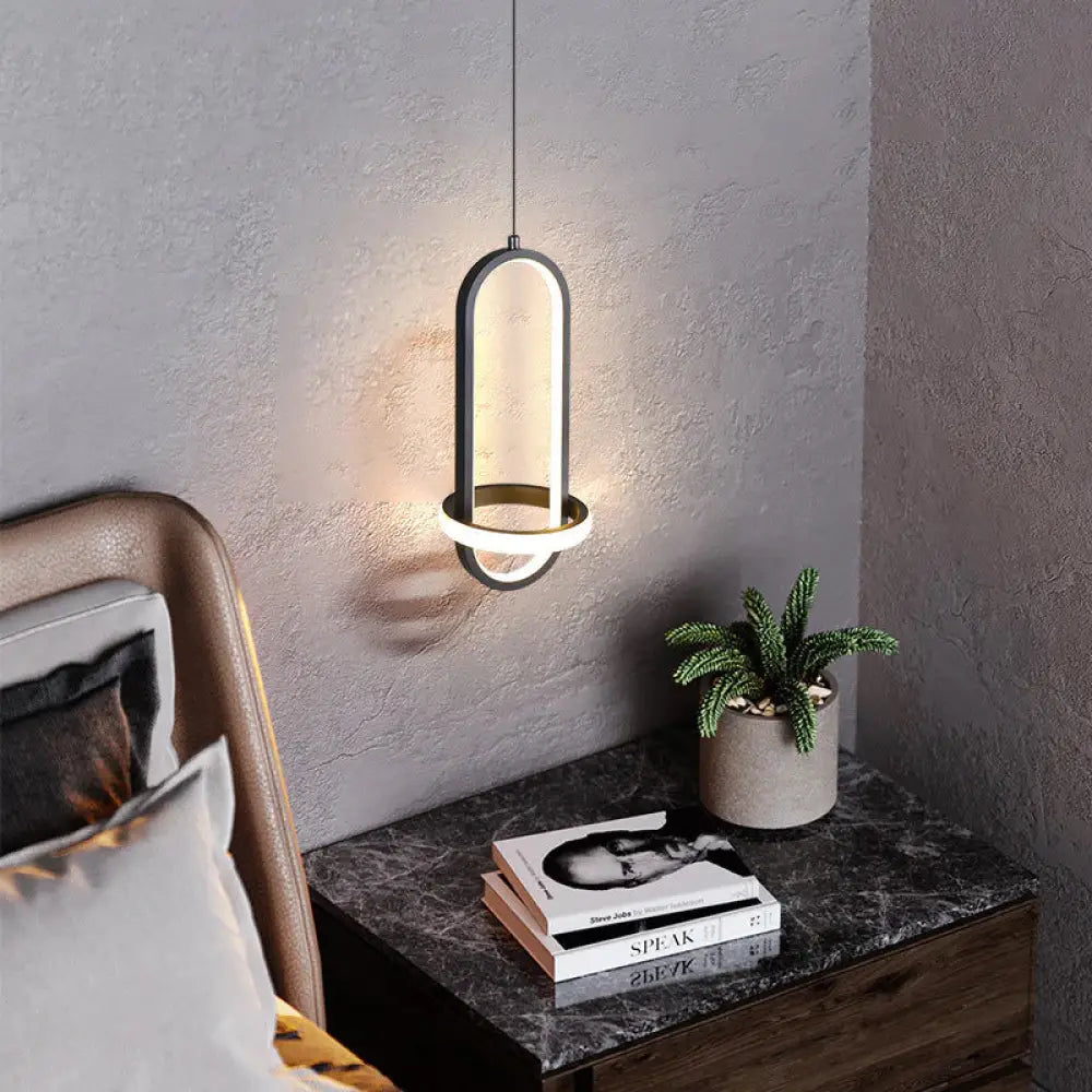 Bedside Chandelier Modern Simple Long-Line Atmosphere Lamp Black / White Light Pendant