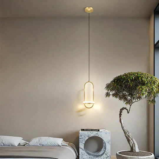 Bedside Chandelier Modern Simple Long-Line Atmosphere Lamp Golden / White Light Pendant