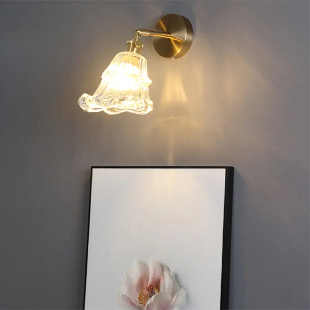 Bedside Wall Mount Clear Glass Industrial Light Fixture / G