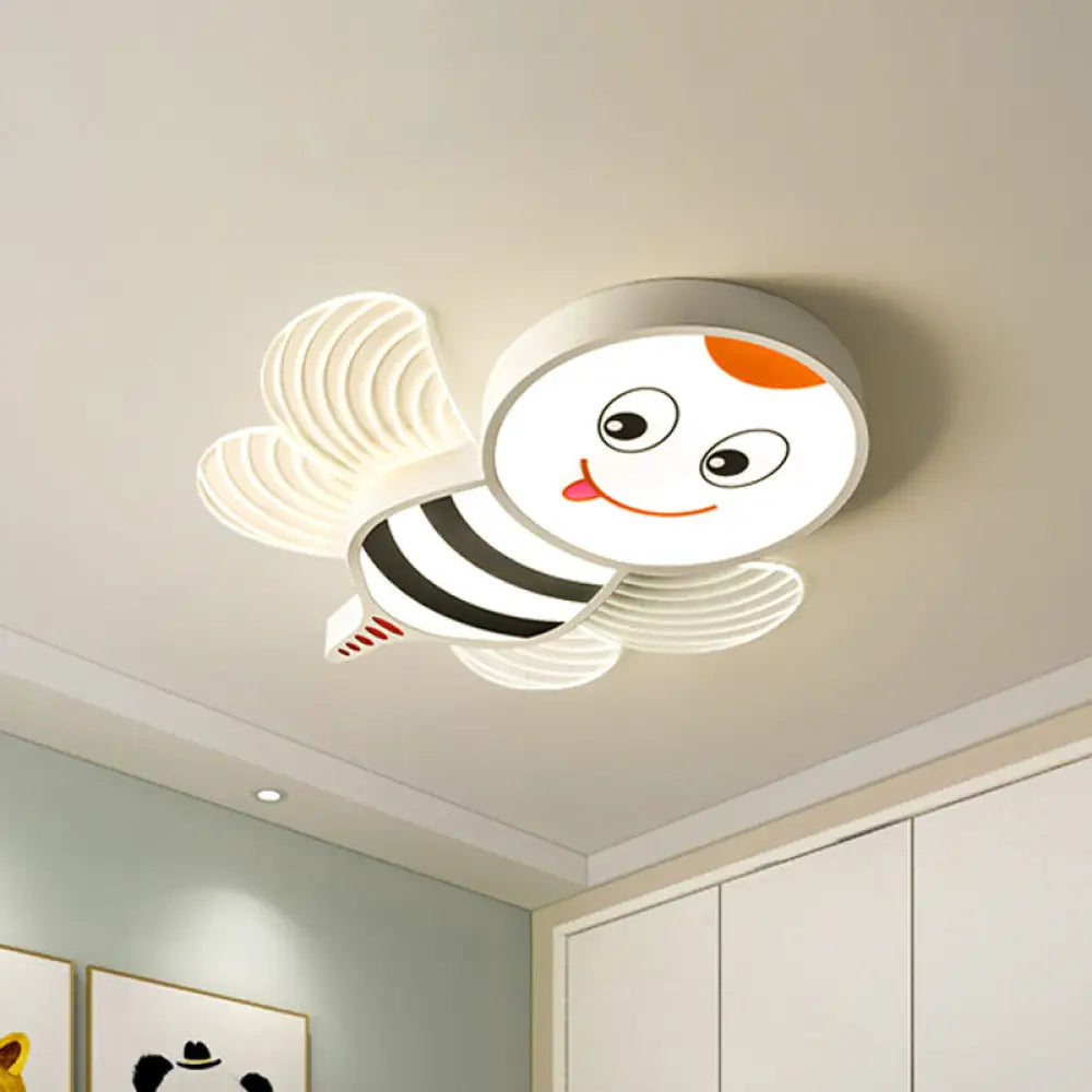 Bee Shape Led Flushmount Lighting - Fun Cartoon Design For Bedroom With White/Pink/Yellow Acrylic