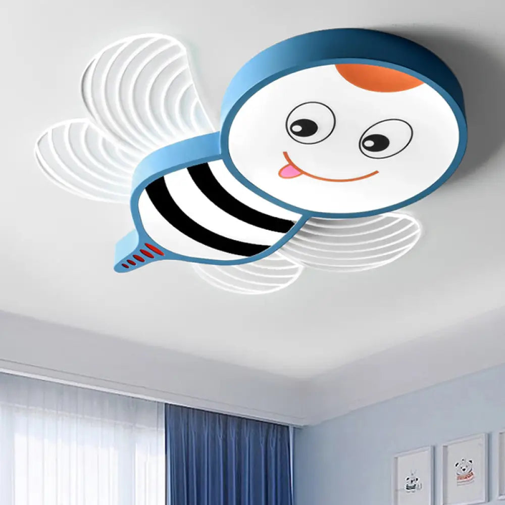 Bee Shape Led Flushmount Lighting - Fun Cartoon Design For Bedroom With White/Pink/Yellow Acrylic