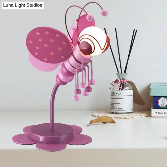 Bee-Theme Cartoon Desk Lamp: Metal Reading Light For Kids Study Room