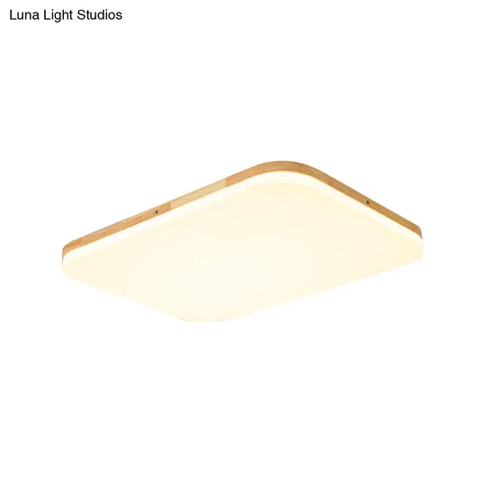 Beige Acrylic Flush Mount Ceiling Light For Living Room - 25.5/34 Rectangle Shape