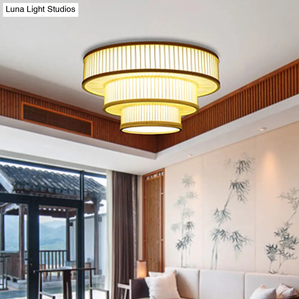 Beige Led Bamboo Ceiling Light For Bedroom - Flush Mount Fixture
Or
Flush Shade