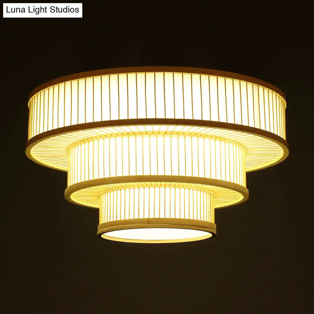 Beige Led Bamboo Ceiling Light For Bedroom - Flush Mount Fixture
Or
Flush Shade