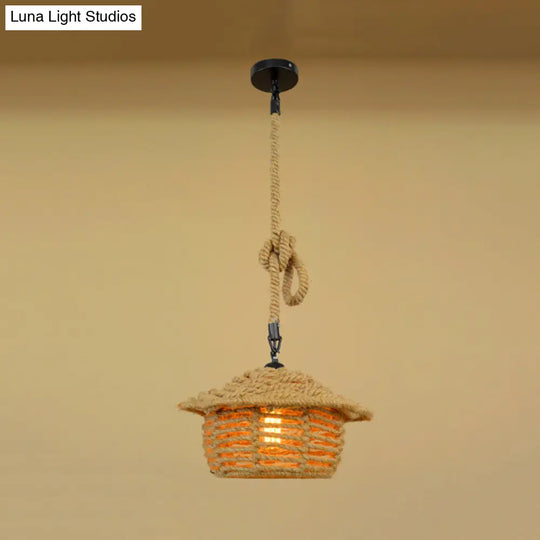 Beige Natural Rope Ceiling Light: Industrial Pendant For Dining Room / B