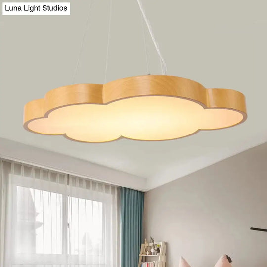 Beige Slim Acrylic Cloud Pendant Light For Kids Game Room