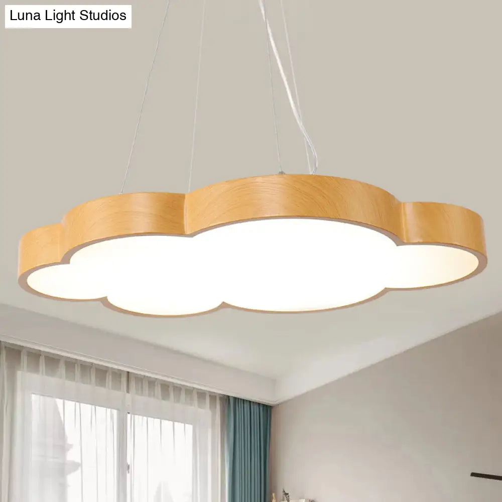 Beige Slim Acrylic Cloud Pendant Light For Kids Game Room