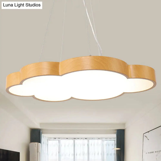 Beige Slim Acrylic Cloud Pendant Light For Kids Game Room