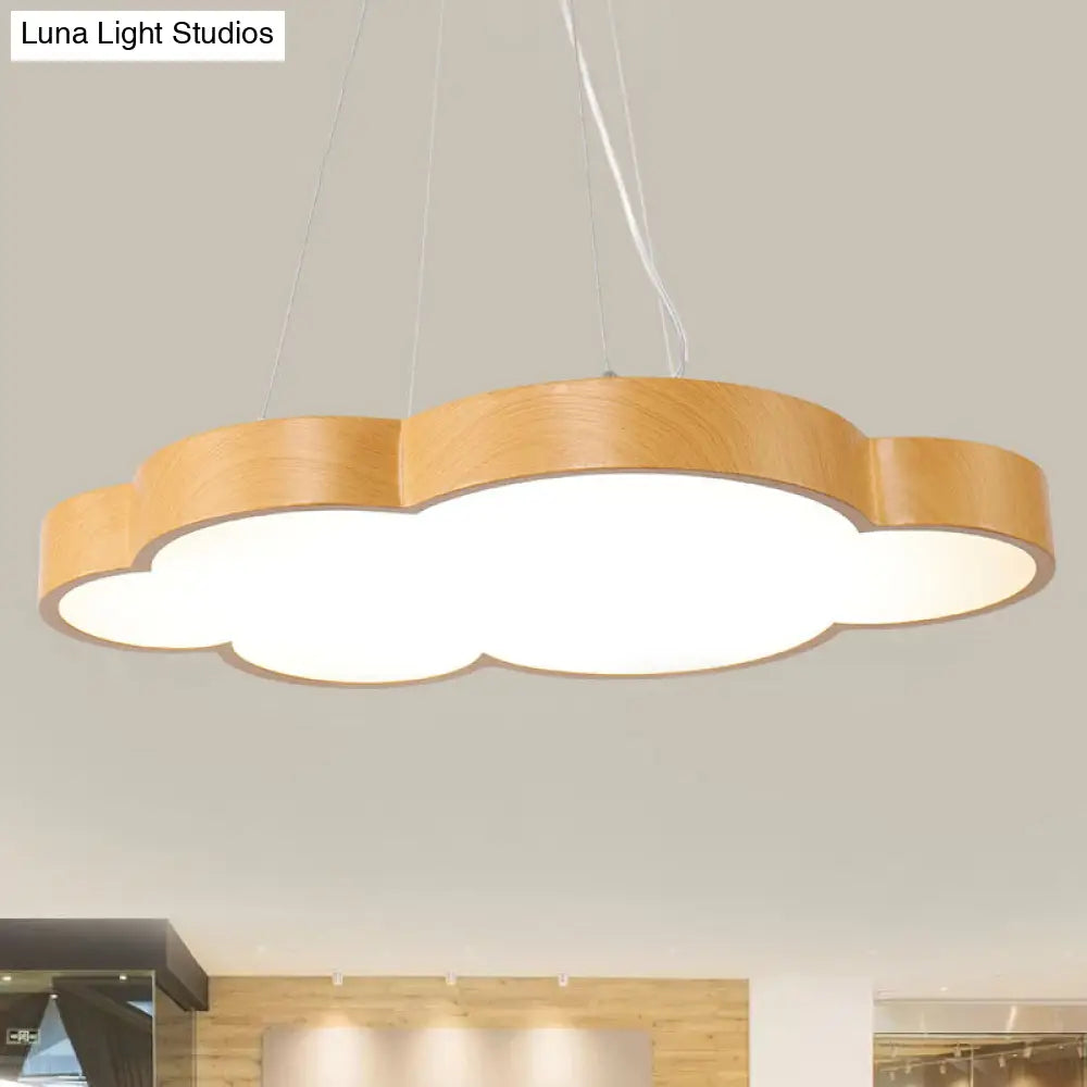 Beige Slim Acrylic Cloud Pendant Light For Kids Game Room