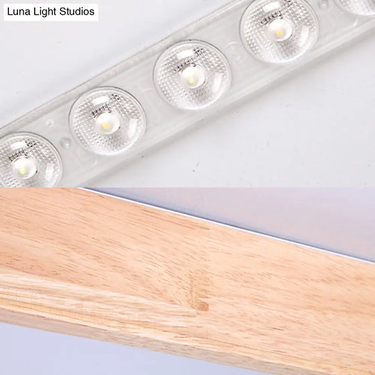 Beige Square Flush Mount Led Ceiling Lighting Fixture - Modern Wood Design In White Or Warm Light