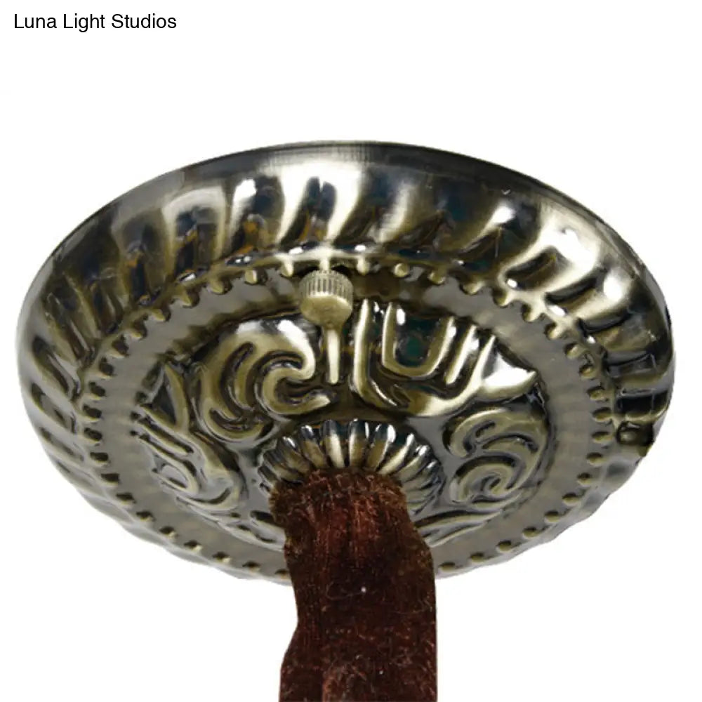 Beige Tiffany Glass Bowl Suspension Lamp: Elegant 1-Bulb Ceiling Light Fixture With Jewel Deco