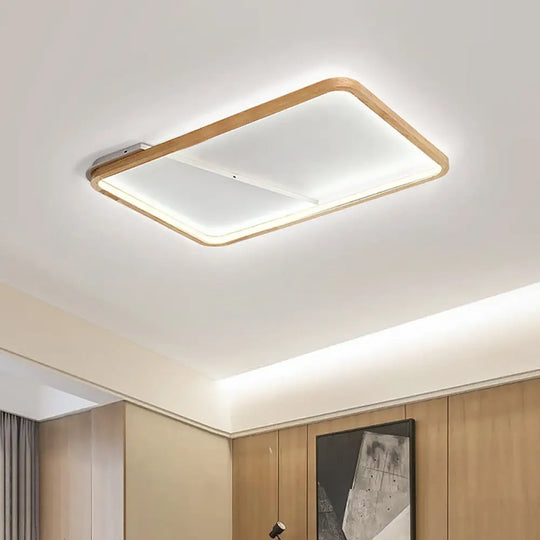 Beige Wood Frame Led Ceiling Fixture Flush Mount Multiple Length Options / 25.5’