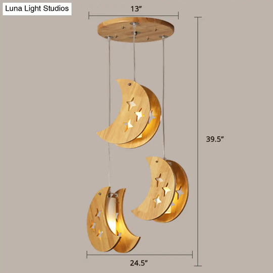 Beige Wooden Pendant Lamp: Nordic Suspended Lighting For Dining Room